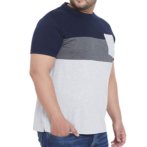 T-shirt Homme Grande Taille 100% Coton Biologique de Qualité Supérieure, Bloc de Couleurs, Poche Avant, Logo Personnalisé, OEM, Vente en Gros pour la Gym - Product Image 2