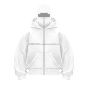 Balaclava pour homme, sweat-shirt à capuche zippé, chaud et décontracté, style Y2K, avec masque facial à capuche, design zippé, veste de sport, activités de plein air - Product Image 3