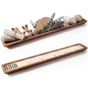 เชิงเทียนไม้วอลนัทแบบไม่สมมาตร | ทำด้วยมืออินเดีย - Product Image 4