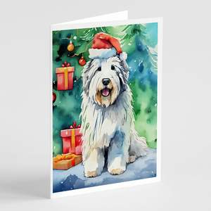 Old English Sheepdog Whimsical A7 Tarjetas de felicitación de Navidad Paquete de 8 tarjetas de notas en blanco con sobres Tamaño 5x7 - Product Image 1