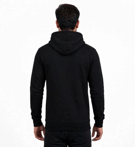 Sweat-shirt à capuche zippé noir pour homme, coupe classique, en molleton polyester/coton, décontracté, séchage rapide, respirant, 300g, pour l'hiver - Product Image 2