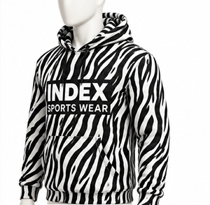 Sudadera con Capucha y Estampado de Cebra para Hombre, Marca INDEX Sports Wear, con Bolsillo Frontal, Corte Regular, Estilo Urbano - Product Image 3