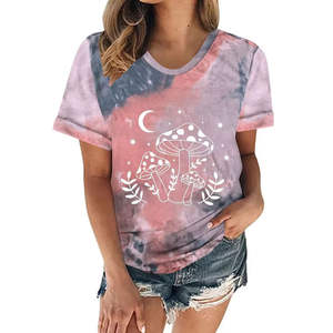 Camiseta de Mujer Sublimada de Diseño, Estampado de Arte Abstracto, Mezcla de Spandex Suave y Transpirable, Atuendos Chic de Verano, Venta al Por Mayor para Exportación - Product Image 6