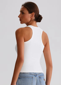 Camiseta sin mangas acanalada para mujer, chaleco deportivo para gimnasio, top de yoga sin mangas, ropa deportiva elástica y transpirable, logotipo personalizado, marca privada - Product Image 6