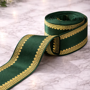 Encaje Bordado de Lujo Verde de 38 mm, Adorno Decorativo Duradero para Prendas, Bolsos y Manualidades - Product Image 1