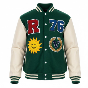 Vestes universitaires en laine et cuir pour hommes, broderie personnalisée, patchs en chenille, hiver, haute qualité, vente en gros, couleur personnalisée - Product Image 1