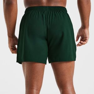Pantalones Cortos Casuales para Hombre, Color Verde Oscuro Sólido, de Secado Rápido, Cintura Elástica, Largo Medio, Tejido de Poliéster - Product Image 4