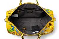 Sac de voyage de luxe en cuir, imprimé graffiti, fermeture éclair, sac de week-end, sac de sport, jaune, grande capacité, style décontracté, polyester