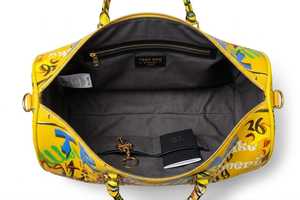 Sac de voyage de luxe en cuir, imprimé graffiti, fermeture éclair, sac de week-end, sac de sport, jaune, grande capacité, style décontracté - Product Image 2