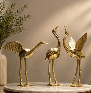 Crane <b>Bird</b> Statue Modern Gold Flamingo Egret Figurine Living Room Tabletop <b>Decor</b> Craft-Ali Handicrafts B2B Wholesale Supply - Product Image 1