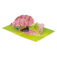 Penjualan Grosir Pabrik Kartu Pop Up Pohon Sakura Merah Muda 3D Seni Kertas Buatan Tangan Hadiah Hari Valentine Cinta Kerajinan Vietnam