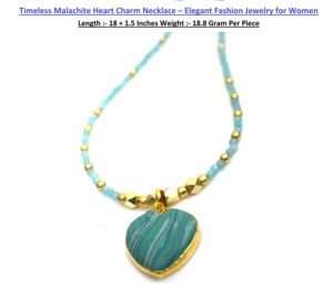 Timeless Malachite <b>Heart</b> Charm Necklace – Elegant Fashion Jewelry for Women - Product Image 4