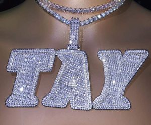 Moissanite Iced Out TA <b>Initial</b> Pendant Hip Hop Luxury Statement <b>Necklace</b> Custom Streetwear Jewelry For Men Women - Product Image 1