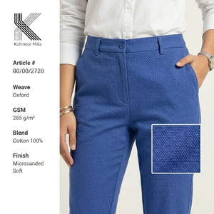 Kohinoor <b>Mills</b> unisex Oxford Trousers 100% Cotton 285GSM Microsanded Soft Formal Fit Blue - Product Image 1
