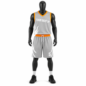 Ensemble de maillots de basket-ball personnalisés avec nom et numéro d'équipe, unisexe, sans manches, col en V, polyester sublimé, évacuation de l'humidité, respirant, athlétique - Product Image 1