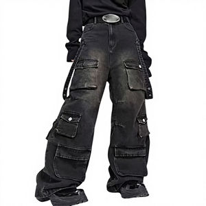 Pantalon cargo baggy tendance de haute qualité pour homme et femme, effet délavé soleil, streetwear décontracté, pantalon baggy unisexe - Product Image 1