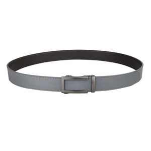 Ceinture Formelle en Cuir Véritable Gris Uni avec Boucle Rectangulaire en Acier Durable Monobloc - Product Image 3