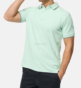 100% polos personnalisés pour hommes en coton biologique avec logo brodé T-shirt en piqué doux d'été vêtements décontractés respirants de haute qualité - Product Image 2