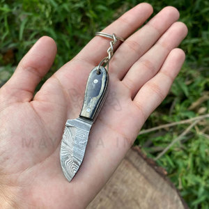 Mini Cuchillo Llavero de Regalo, Hecho a Mano, Hoja de Damasco Táctica, Cuchillos de Supervivencia y Caza, Llaveros - Product Image 3
