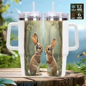 Stainless Steel Tumbler 40oz <b>Double</b> <b>Wall</b> Insulated Travel <b>Mug</b> With Handle For Outdoor Use - Product Image 2