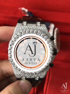 AARVA JEWELS นาฬิกาโครโนกราฟสแตนเลสสตีลสุดหรูสำหรับผู้ชาย 43 มม. กระจกเพชรโมอิสซาไนต์ประดับอะนาล็อกควอตซ์คุณภาพสูง - Product Image 1