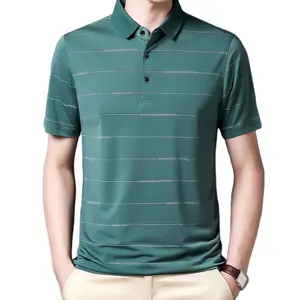 Vente en gros coton chanvre hommes Casual Slim Fit chemises col couleur Pure Polo mode polo T-Shirts - Product Image 1