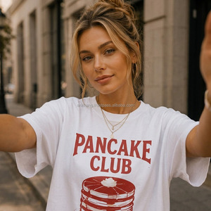 T-shirt blanc imprimé Pancake Club Weekend Loading, unisexe, décontracté, col rond, manches courtes, tissu jersey 100% coton - Product Image 3