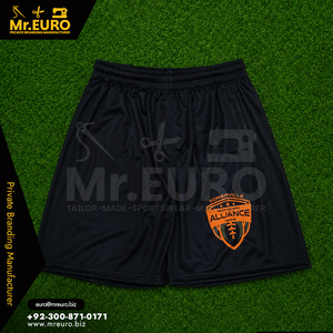 Shorts de football athlétiques mi-longs pour hommes, personnalisés, sublimés, orange uni, respirants, à taille élastique, 100 % polyester - Product Image 5
