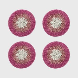 Colorful Flower Beaded Handmade Seed Bead <b>Cup</b> <b>Mat</b> Embroidered Drink Coaster Boho Table Decor Craftera Exports - Product Image 2