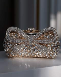 Pochette chic en velours noir avec un design unique en cristal. Disponible à prix de gros pour - Product Image 6