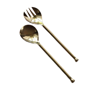 Ensemble de serveurs à salade en acier inoxydable de qualité supérieure, finition dorée durable pour les hôtels, au meilleur prix - Product Image 1