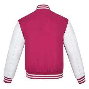 Chaqueta Varsity Rosa y Blanca Personalizada para Hombre, Chaqueta Bomber de Béisbol, Uniforme Universitario de Moda, Ropa de Calle, OEM, ODM, Venta al Por Mayor - Product Image 3