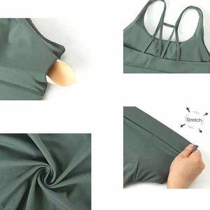 Plus Size Lightweight Seamless Ribbed Sports Bra Set Backless Booty Biker Shorts High- Gym Yoga Running Workouts Front - Product Image 5