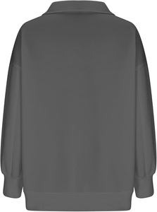 Sudadera extragrande de mujer con media cremallera, informal, de forro polar, tipo chaqueta con capucha y cremallera corta - Product Image 2