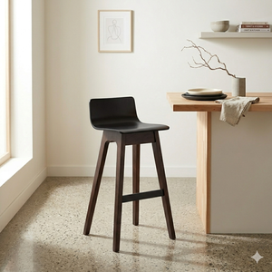 High Quality Walnut Finish Bar <b>Stool</b> Chair Low Back Design Ready Stock Seating for Hospitality, Dining & Commercial Furniture - Product Image 1