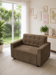 โซฟาสีน้ำตาลสองที่นั่งรุ่น Emerald Modern พร้อมพนักพิงบุนวม ผ้าหุ้มแบบสั่งทำเป็นมิตรกับสิ่งแวดล้อม สำหรับใช้ในอพาร์ทเมนต์ โรงแรม ห้องนอน และสำนักงาน - Product Image 5
