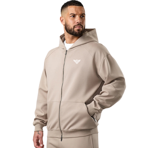Custom <b>Mens</b> Full Zip Solid Front Hoodie Cotton Polyester <b>Fleece</b> Hooded Sweatshirt Casual Athletic Gym Training Winter Warm - Product Image 1