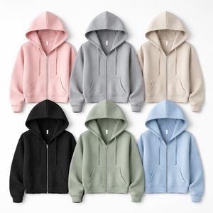Wholesale Custom Ladies <b>Zip</b> <b>Up</b> Hoodies 100% Cotton - OEM Supplier & Manufacturer Direct - Product Image 5