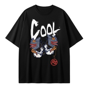 Camiseta de Hombre Negra de Corte Holgado, Manga Corta, Cuello Redondo, con Estampado de Letras, Estilo Urbano, Gráfico - Product Image 5