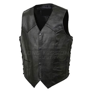Gilet en cuir sans manches, en cuir véritable, style classique, en vente en ligne - Product Image 3