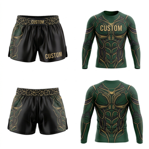 Conjunto de Shorts y Rashguard Profesionales para Boxeo, Sublimación Personalizada, Spandex/Poliéster, Transpirable, Ropa de Entrenamiento sin Costuras - Product Image 2