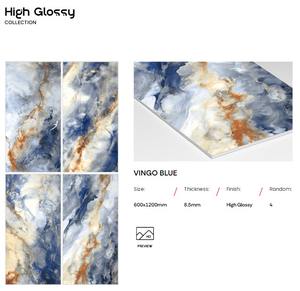 Azulejo de porcelana de 600x1200 mm, pulido, de alto brillo, para suelo y pared, con aspecto de mármol blanco Carrara, para el hogar. - Product Image 2