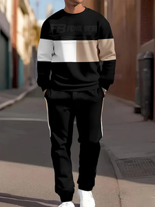 FONILBEST SPORTS WEARS Ensemble décontracté d'été pour hommes, tricoté, respirant, haute qualité, 100% polyester, couleur unie, manches longues, col rond - Product Image 6