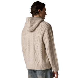 Cable Knit Zip Hoodie Stone Soft Warm Stone Colored Zip Hoodie with Cable Knit and Adjustable Hood <b>Perfect</b> for Casual Wear - Product Image 5