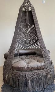 Brown Macrame <b>Hanging</b> <b>Chair</b>: Boho Patio Double <b>Swing</b> - Product Image 3
