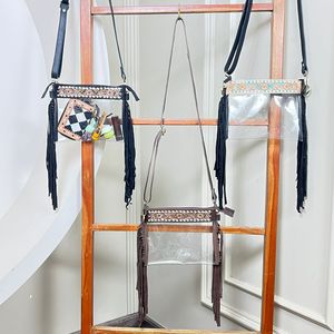 Sac à bandoulière transparent de style occidental, en cuir de vache véritable, avec franges, approuvé pour les stades, sac à main bohème tendance pour femmes - Product Image 5