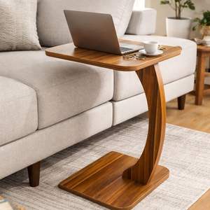 Mesa Moderna en Forma de C de Madera, Mesa para Portátil para Sofá, Cama y Mesita de Noche, Mesa Auxiliar Multiusos, Mesa de Centro Compacta y Resistente - Product Image 2