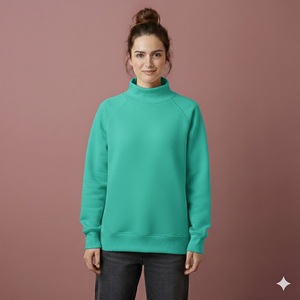 Sweat-shirt à col montant surdimensionné pour femme en molleton tricoté polyester/coton de qualité supérieure, respirant, automne-hiver - Product Image 1