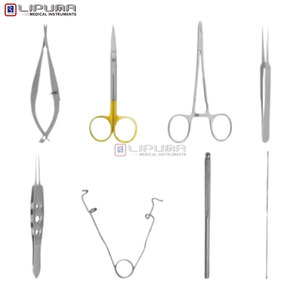 Kit de 8 instruments microchirurgicaux vétérinaires de précision en acier inoxydable, manuels, pour la chirurgie des petits animaux - Product Image 2