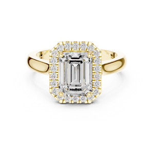 Anillos Clásicos de Compromiso, Boda y Aniversario con Halo, Diamante Cultivado en Laboratorio de Corte Esmeralda de 2 CT E VS1, Anillo de Oro Sólido de 14K - Product Image 1